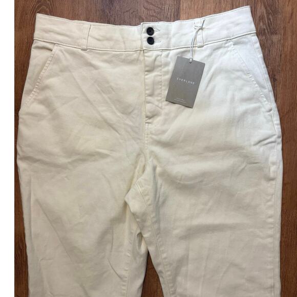 NWT Everlane The Organic Cotton Straight Leg Crop Pant In Bone Size 16 - Picture 5 of 9